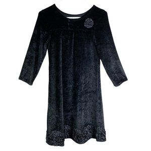 Black Velvet Dress with Rosettes from Garnet Hill Girl’s Size 12 Christmas